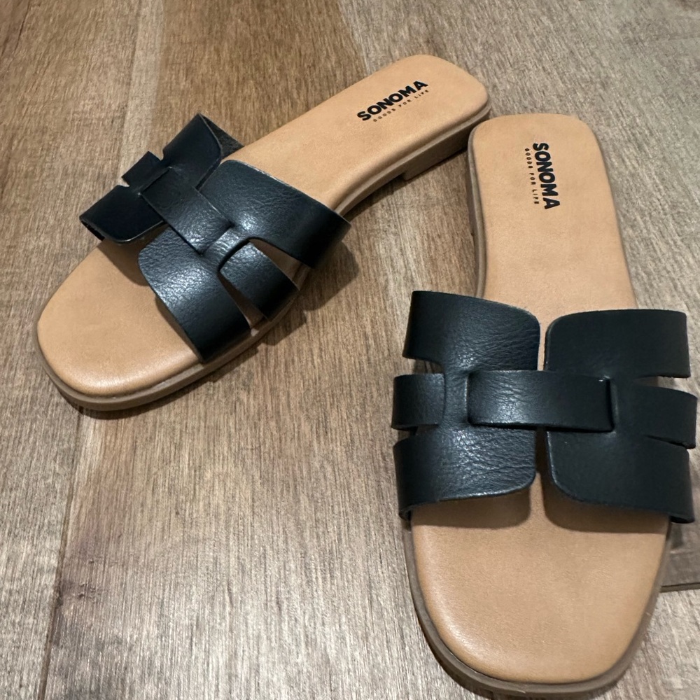 Like new. Sonoma Goods For Life® Rivka women's sandals. Black, Size 8. - Picture 4 of 13